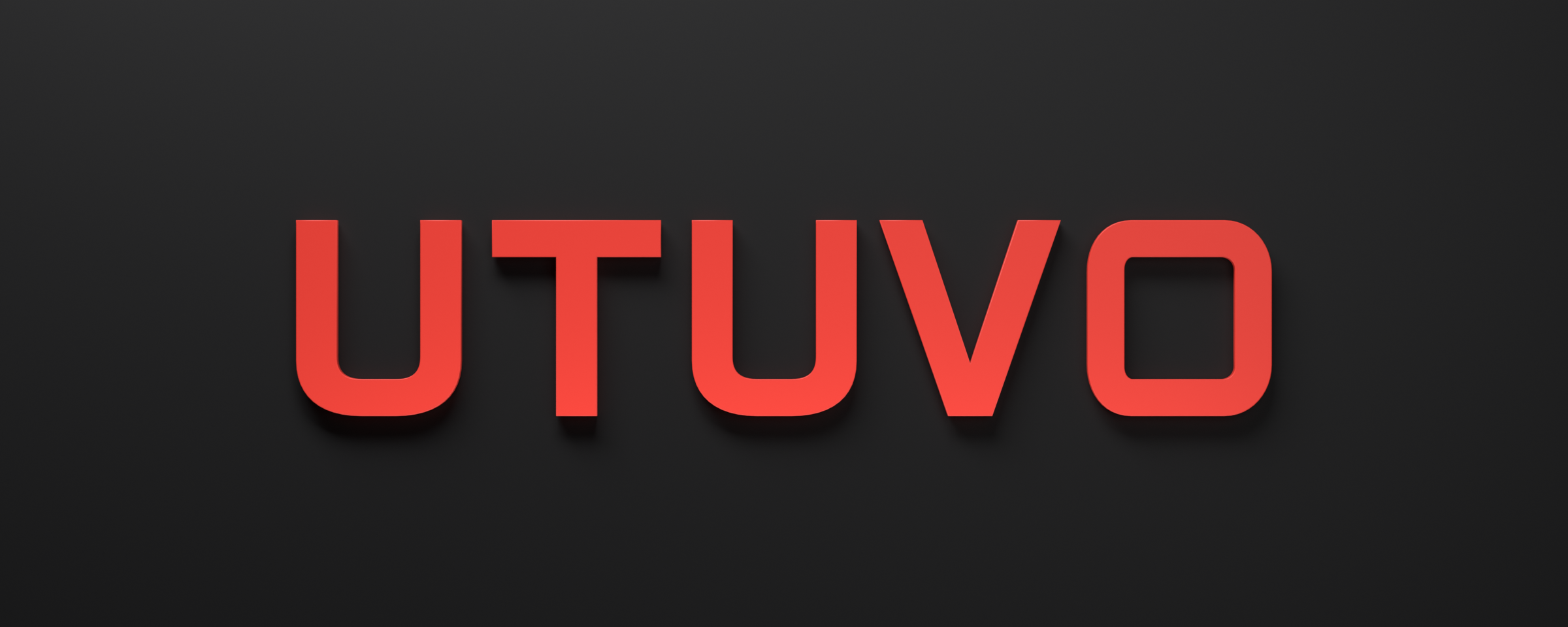 The UTUVO wordmark as a three-dimensional sign on a wall.