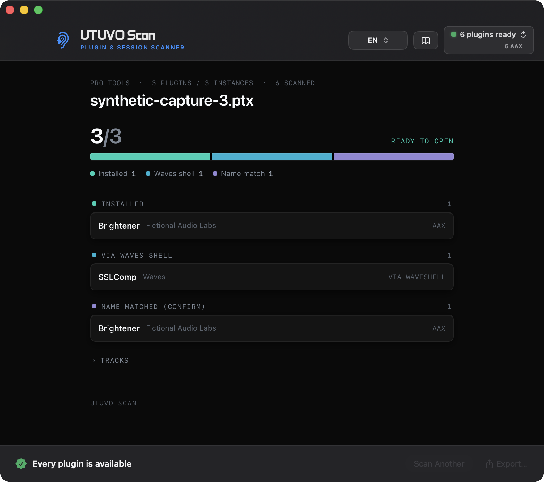 UTUVO Scan product interface screenshot