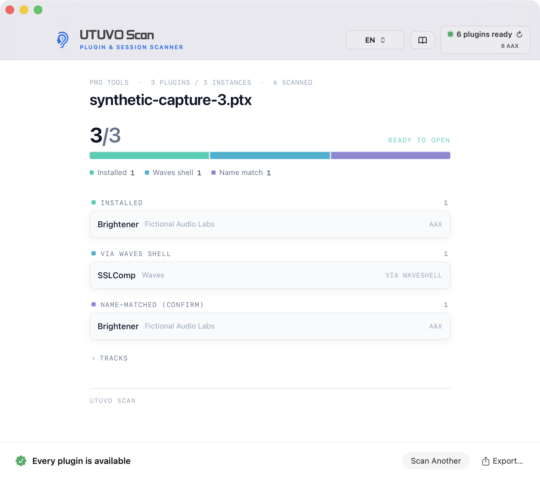 UTUVO Scan product interface screenshot